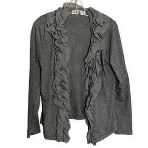 EUC WR Gray Ruffle Open Cardigan